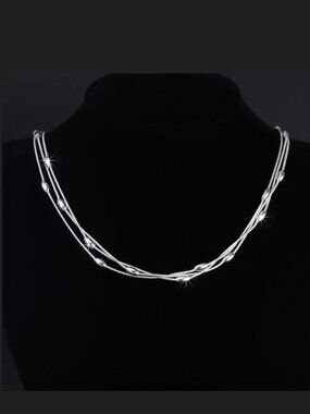Silver Necklace for Women Charms Beads Luxury Fashion